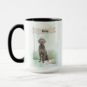 Personalisierte Wasserfarben-Hundeillustration Wei Tasse