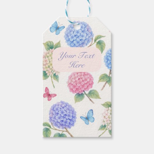 Personalisierte Wasserfarben-Hydrangea-Geschenkmar Geschenkanhänger (Vorderseite)