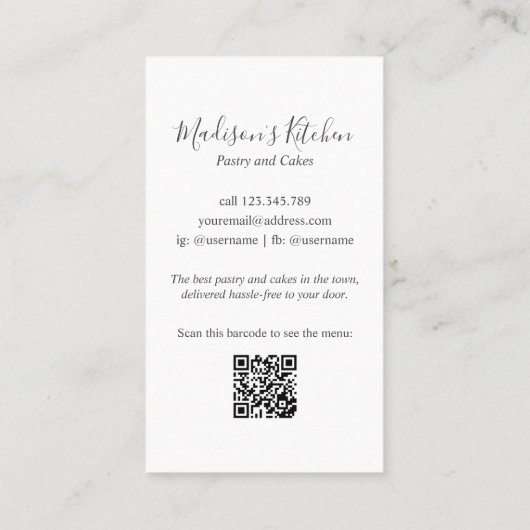 Personalisierte Wasserfarben Küche Backhilfsmittel Visitenkarte (Rückseite)