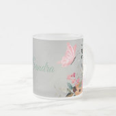 Personalisierte Wasserfarben-Schmetterlinge und Bl Mattglastasse (VorderseiteRechts)