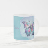 Personalisierte Wasserfarben-Schmetterlinge und Bl Mattglastasse (VorderseiteRechts)