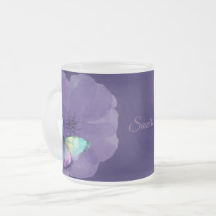Personalisierte Wasserfarben-Schmetterlinge und Bl Mattglastasse