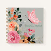 Personalisierte Wasserfarben-Schmetterlinge und Bl Notizblock (Vorderseite)