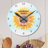 Personalisierte Wasserfarben-Sonnenblume Runde Wanduhr