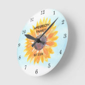 Personalisierte Wasserfarben-Sonnenblume Runde Wanduhr (Winkel)