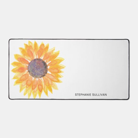 Personalisierte Wasserfarben-Sonnenblume Schreibtischunterlage (Vorderseite)