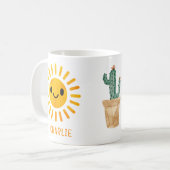 Personalisierte Wasserfarben-Sonnenkaktus Kaffeetasse (Vorderseite Links)
