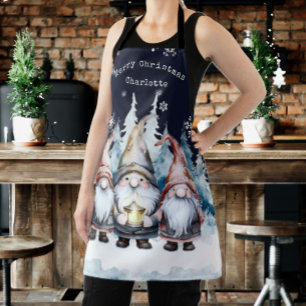 Personalisierte Wasserfarben-Weihnachtsgnome Schürze