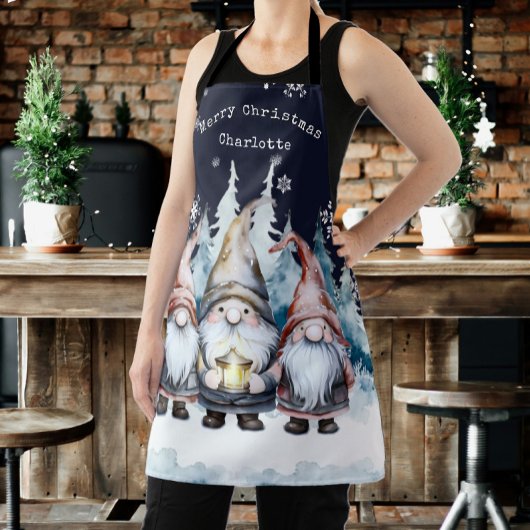 Personalisierte Wasserfarben-Weihnachtsgnome Schürze