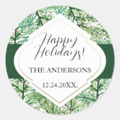 Personalisierte Wasserfarbenbaum Runder Aufkleber (Vorderseite)