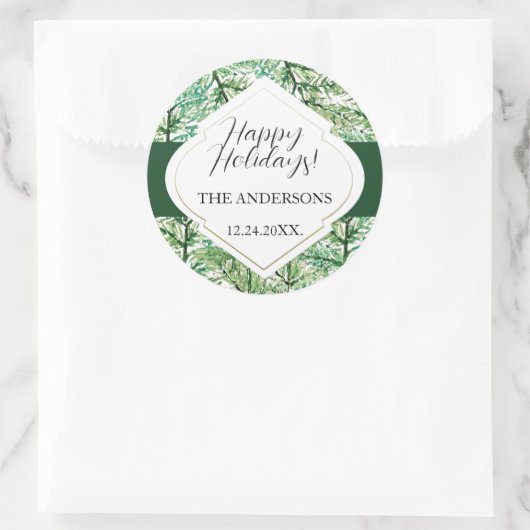 Personalisierte Wasserfarbenbaum Runder Aufkleber (Tasche)