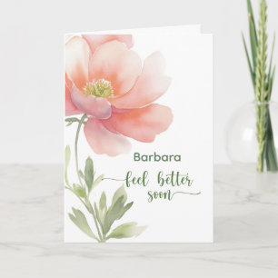 Personalisierte Wasserfarbenblume "Werde bald wied Karte
