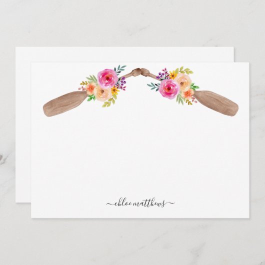 Personalisierte Wasserfarbenflorpaddel Mitteilungskarte (Vorne/Hinten)