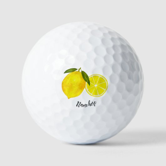 Personalisierte Wasserfarbengelbe Zitronen Golfball (Vorderseite)