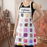 Personalisierte Wasserfarbenkünstlerin Schürze<br><div class="desc">Diese Schürze ist mit einem Muster von Aquarellmustern in Rosa,  lila und Beige dekoriert. Ideal für einen Künstler oder jemanden,  der gerne malt. Personalisieren Sie diese Schürze mit Ihrem Namen oder Monogramm. Original Wasserfarbe © Michele Davies.</div>