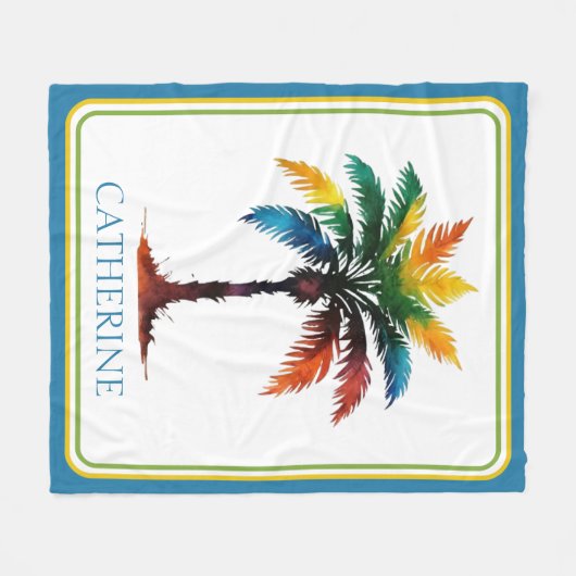 Personalisierte Wasserfarbenpalme Fleecedecke (Vorderseite (Horizontal))