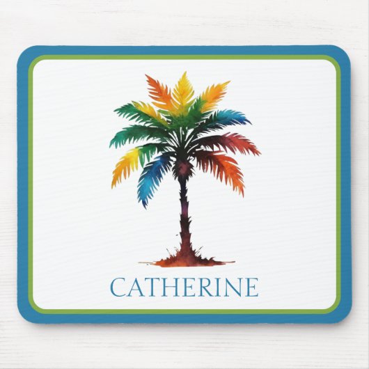Personalisierte Wasserfarbenpalme Mousepad (Vorne)