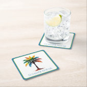 Personalisierte Wasserfarbenpalme Rechteckiger Pappuntersetzer (Vor Ort)
