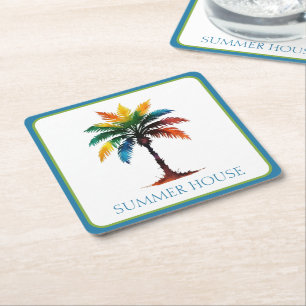 Personalisierte Wasserfarbenpalme Rechteckiger Pappuntersetzer