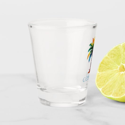 Personalisierte Wasserfarbenpalme Schnapsglas (Links)