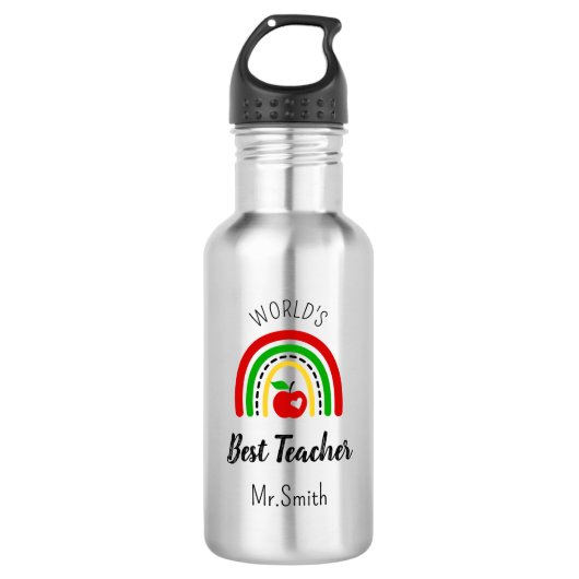 Personalisierte Wasserflasche 'Bester Lehrer der W (Vorderseite)