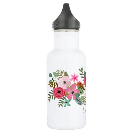 Personalisierte Wasserflasche Floral chic (Links)
