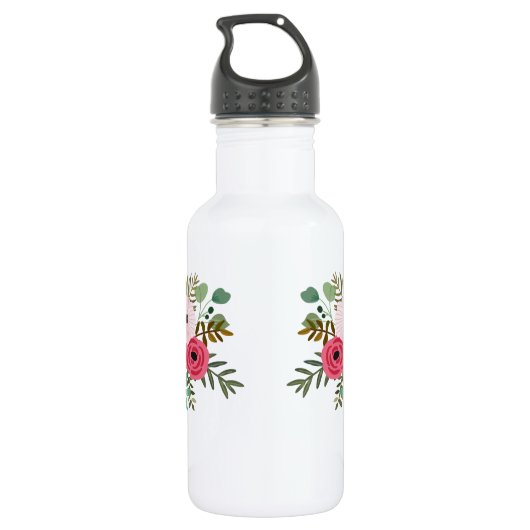 Personalisierte Wasserflasche Floral chic (Rückseite)