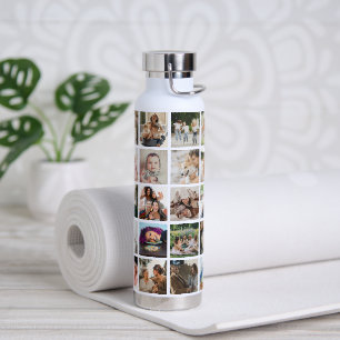 Personalisierte Wasserflasche mit 30-Foto-Collage Trinkflasche