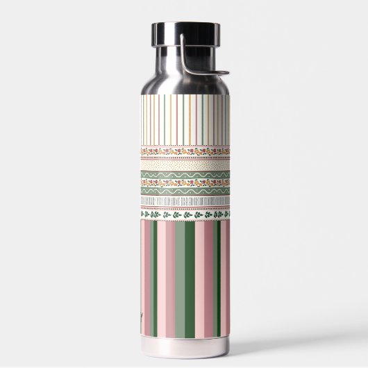 Personalisierte Wasserflasche mit Blumendesign und Trinkflasche (Links)