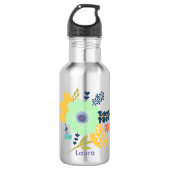 Personalisierte Wasserflasche mit Blumenentwurf (Vorderseite)