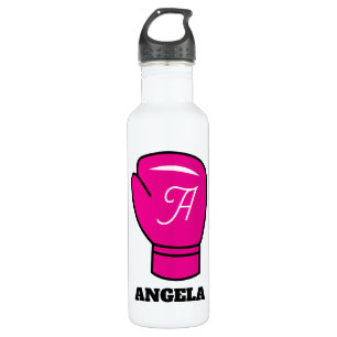 Personalisierte Wasserflasche mit rosa Handschuh Edelstahlflasche