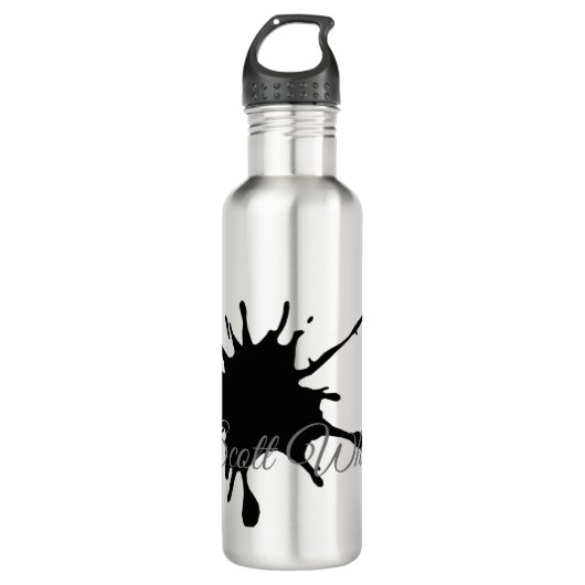 Personalisierte Wasserflasche - Schwarz & Silber P Edelstahlflasche (Vorderseite)