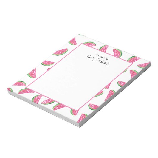 Personalisierte Wassermelone gemustert Notepad Notizblock (Rotiert)