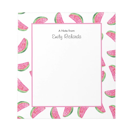 Personalisierte Wassermelone gemustert Notepad Notizblock (Vorderseite)