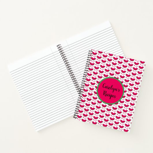 Personalisierte Wassermelone mit Herzmuster Notizblock (Innenseite)