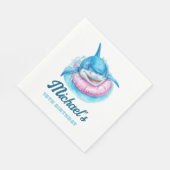 Personalisierte Wasserpark-Hai-Poolparty-Geburtsta Serviette (Ecke)