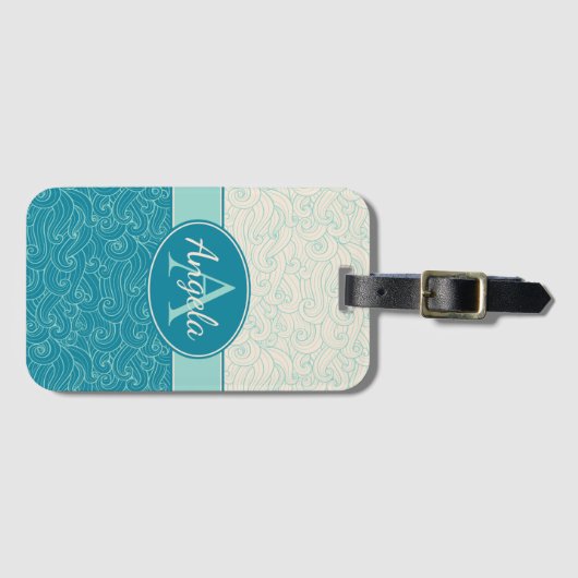 Personalisierte Wasserwaves Gepäckanhänger (Vorderseite (Horizontal))