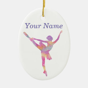 Personalisierte Watercolor-Ballerina-Silhouette Keramik Ornament