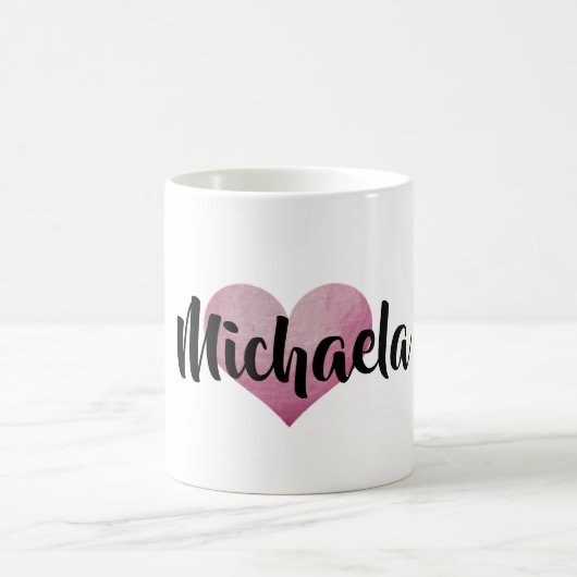 PERSONALISIERTE WATERCOLOR HERZ-Tasse Kaffeetasse (Mittel)