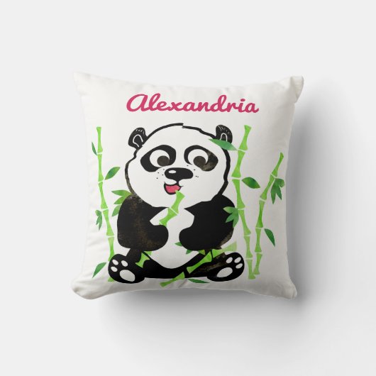 Personalisierte Watercolor-Panda-Bärn-Tier-Mädchen Kissen (Vorderseite)