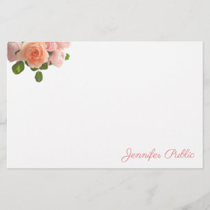 Personalisierte Watercolor-Rosen-elegantes Briefpapier