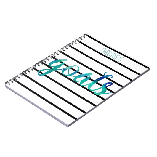 Personalisierte Watercolor-Ziel-Trendy schwarzer Notizblock (Linke Seite)