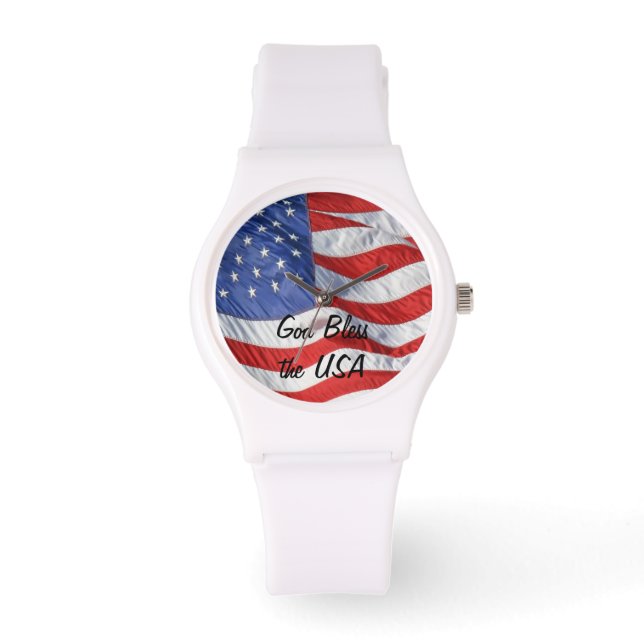 Personalisierte Waving American Flag Armbanduhr (Vorderseite)