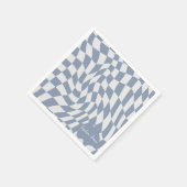 Personalisierte Wavy Blue optische Checkerboard Serviette (Ecke)