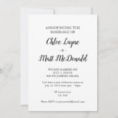 Personalisierte "We Elopement Announcement Card" Einladung (Rückseite)