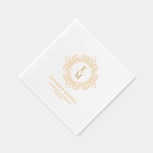 Personalisierte Wedding Monogram Art Deco Frame Servietten Mit Folie (Rechts)
