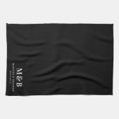 Personalisierte Wedding Monogram Initials Black Geschirrtuch (Horizontal)