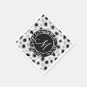 Personalisierte Wedding Monogram Schwarz-weiß Grau Serviette (Ecke)