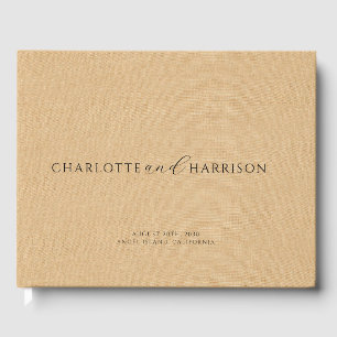 Personalisierte Wedding Monogram Tan Imitate Linen Gästebuch