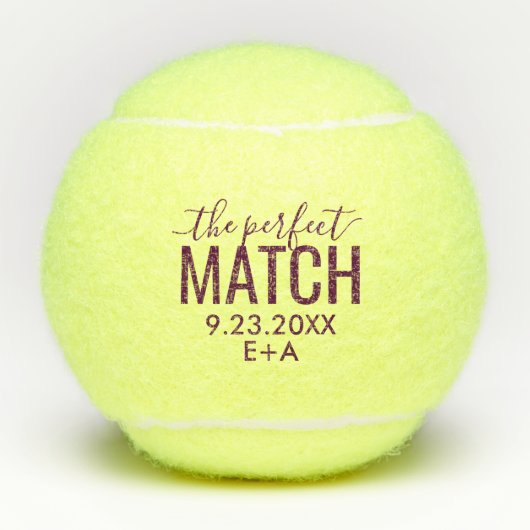 Personalisierte Wedding Tennis Balls Perfect Match Tennisbälle (Vorderseite)